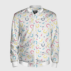 Мужской бомбер Цветные точки и дуги на белом