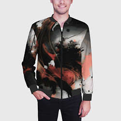 Бомбер мужской Тёмные краски абстракция красно-чёрный, цвет: 3D-черный — фото 2