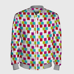 Мужской бомбер Цветные блоки на белом