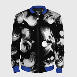 Бомбер мужской Чёрно-белый абстрактный паттерн, цвет: 3D-синий