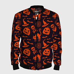 Мужской бомбер Паттерн с символами праздника Хэллоуин