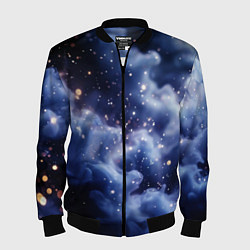 Бомбер мужской Волшебная дымка тёмно-синий с искрами, цвет: 3D-черный