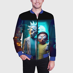Бомбер мужской Rick with Morty - halloween night, цвет: 3D-синий — фото 2