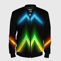 Бомбер мужской Neon multicolored lines, цвет: 3D-черный