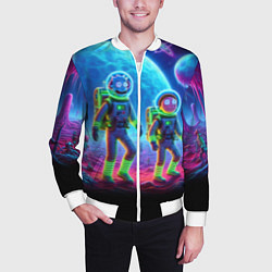 Бомбер мужской Рик и Морти на сказочной неоновой планете, цвет: 3D-белый — фото 2