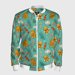 Мужской бомбер Новогодний паттерн печенье с конфетами