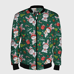 Мужской бомбер Новогодние зайчики