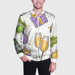 Бомбер мужской Новогодний вайб, цвет: 3D-белый — фото 2