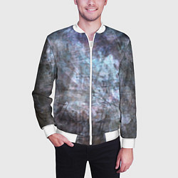 Бомбер мужской Абстракция - gray-blue hurricane, цвет: 3D-белый — фото 2