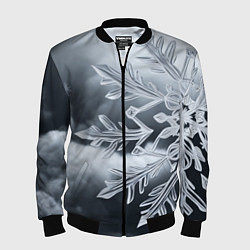 Мужской бомбер Снежинка на черно белое