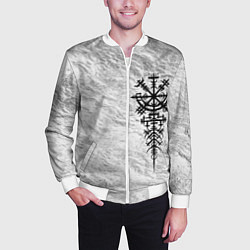 Бомбер мужской Вегвизир - компас рун в виде става, цвет: 3D-белый — фото 2