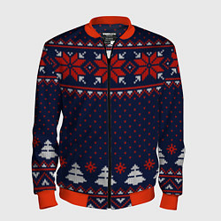 Мужской бомбер Новогодний вязаный узор
