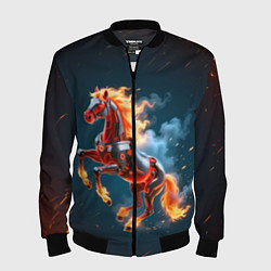 Мужской бомбер Огненная лошадь киборг