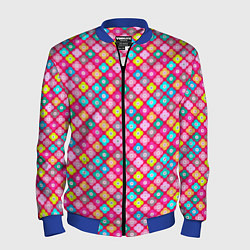 Мужской бомбер Разноцветный цветочный узор ретро