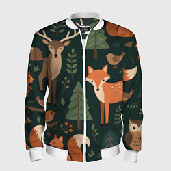Мужской бомбер В лесу с животными