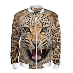 Бомбер мужской Взгляд леопарда, цвет: 3D-белый
