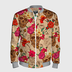 Мужской бомбер Черепа в цветах