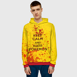 Толстовка-худи мужская Keep Calm & Hate Pokemons, цвет: 3D-красный — фото 2