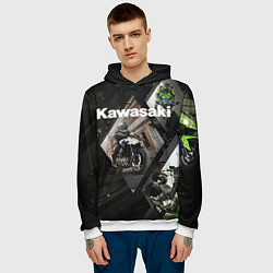 Толстовка-худи мужская Kawasaky, цвет: 3D-белый — фото 2