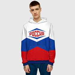 Толстовка-худи мужская Россия 2016, цвет: 3D-синий — фото 2