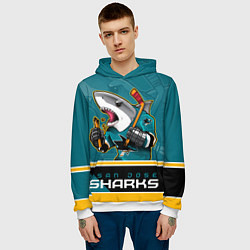 Толстовка-худи мужская San Jose Sharks, цвет: 3D-белый — фото 2