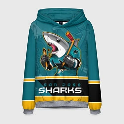 Толстовка-худи мужская San Jose Sharks, цвет: 3D-меланж