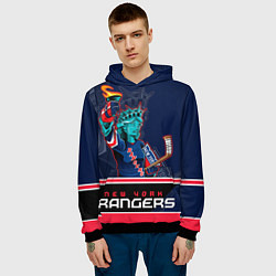 Толстовка-худи мужская New York Rangers, цвет: 3D-черный — фото 2