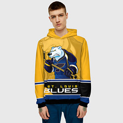 Толстовка-худи мужская St. Louis Blues, цвет: 3D-черный — фото 2