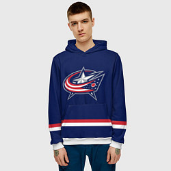 Толстовка-худи мужская Columbus Blue Jackets, цвет: 3D-белый — фото 2