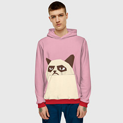 Толстовка-худи мужская Grumpy cat pink, цвет: 3D-красный — фото 2