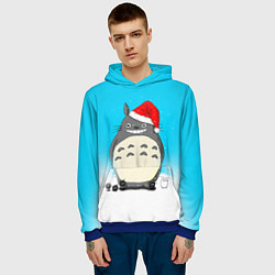 Толстовка-худи мужская Тоторо под снегом, цвет: 3D-синий — фото 2
