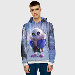 Толстовка-худи мужская Winter forest & Sans, цвет: 3D-белый — фото 2