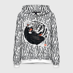 Толстовка-худи мужская Yin Yang Tigers, цвет: 3D-белый