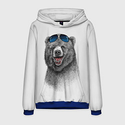 Толстовка-худи мужская Счастливый медведь, цвет: 3D-синий