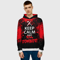 Толстовка-худи мужская Keep Calm & Kill Zombies, цвет: 3D-белый — фото 2