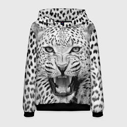 Толстовка-худи мужская Белый леопард, цвет: 3D-черный