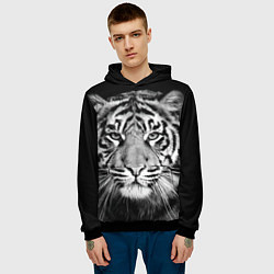 Толстовка-худи мужская Мордочка тигра, цвет: 3D-черный — фото 2
