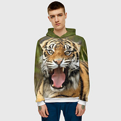 Толстовка-худи мужская Удивленный тигр, цвет: 3D-белый — фото 2