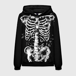 Толстовка-худи мужская Floral Skeleton, цвет: 3D-черный