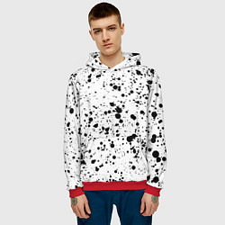 Толстовка-худи мужская Чёрные брызги, цвет: 3D-красный — фото 2
