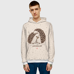 Толстовка-худи мужская Влюбленные ежики, цвет: 3D-белый — фото 2