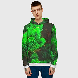 Толстовка-худи мужская Зелёная ель, цвет: 3D-белый — фото 2