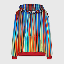 Толстовка-худи мужская Colored stripes, цвет: 3D-красный