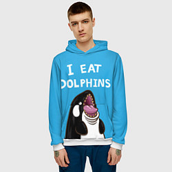 Толстовка-худи мужская I eat dolphins, цвет: 3D-белый — фото 2