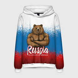 Толстовка-худи мужская Russian Bear, цвет: 3D-белый