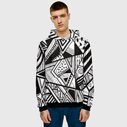 Толстовка-худи мужская Black and white, цвет: 3D-черный — фото 2