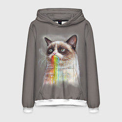 Толстовка-худи мужская Grumpy Cat, цвет: 3D-белый