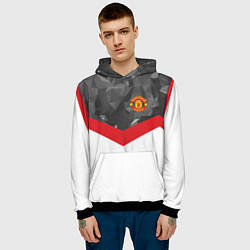 Толстовка-худи мужская Man United FC: Grey Polygons, цвет: 3D-черный — фото 2