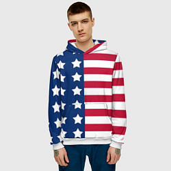 Толстовка-худи мужская USA Flag, цвет: 3D-белый — фото 2