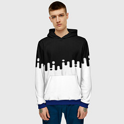 Толстовка-худи мужская Чёрно-белый узор, цвет: 3D-синий — фото 2